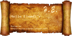 Helle Elemér névjegykártya